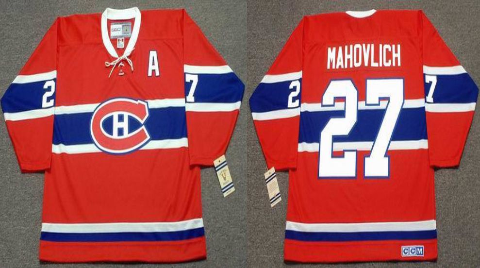 2019 Men Montreal Canadiens #27 Mahovlich Red CCM NHL jerseys